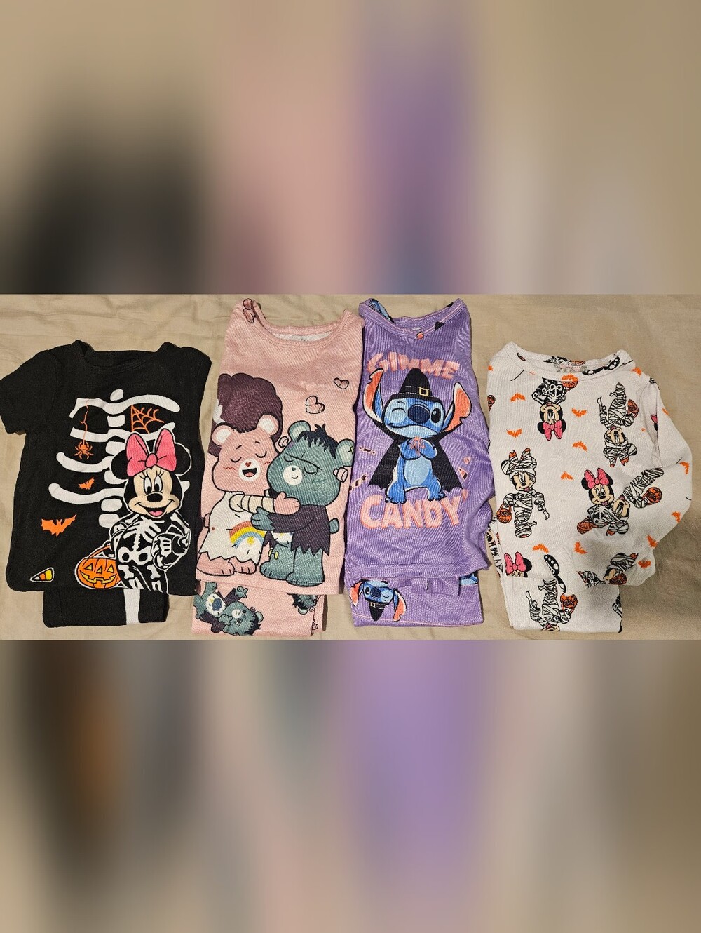 Girls Size 6 Halloween Pajama Bundle – 4 Sets Minnie Stitch Disney